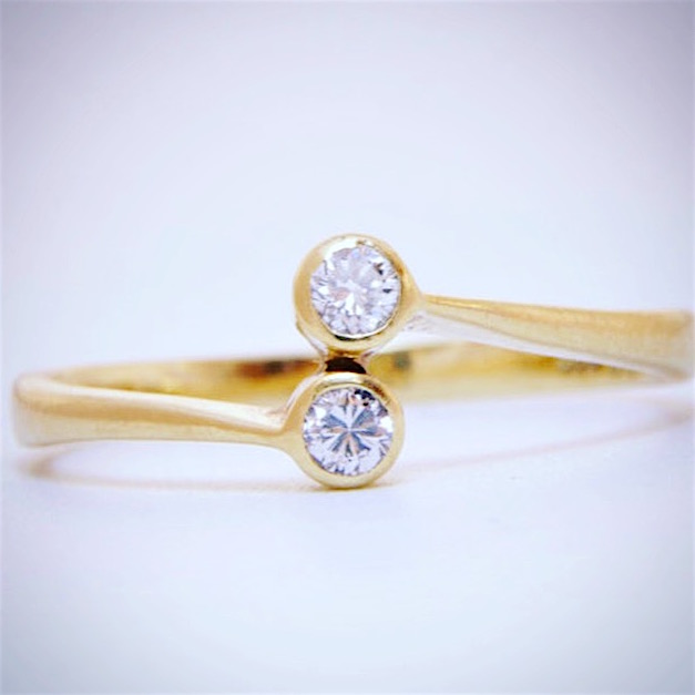 14K Yellow Gold Diamond Toi & Moi Ring