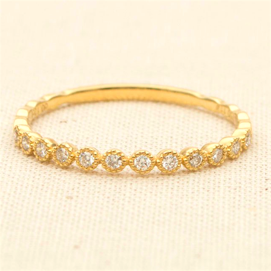 14K Gold Milgrain & Diamond Band