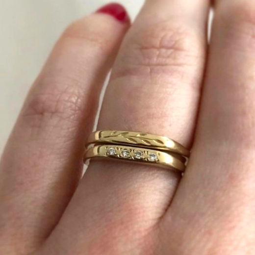 14K Gold Engraved Bands by Erin Claus