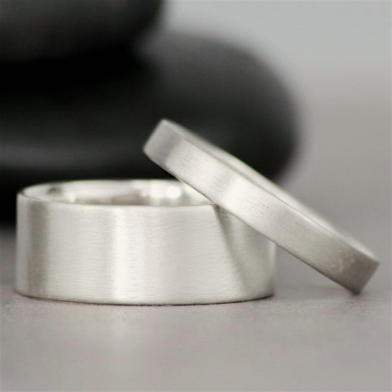 14K White Gold Flat Bands  