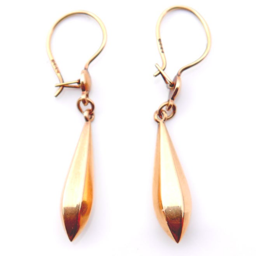14K Russian Rose Gold Drop Earrings 