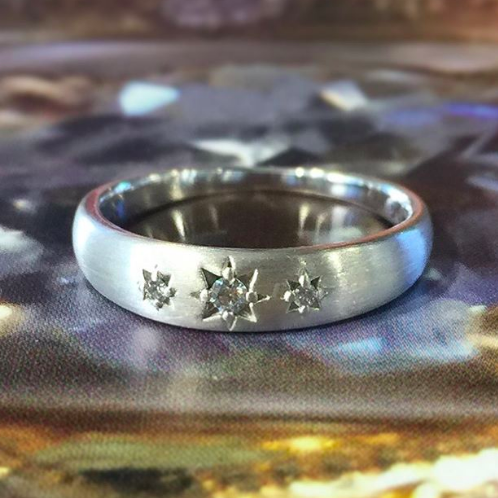 14K White Gold Gypsy Set Diamond Band 