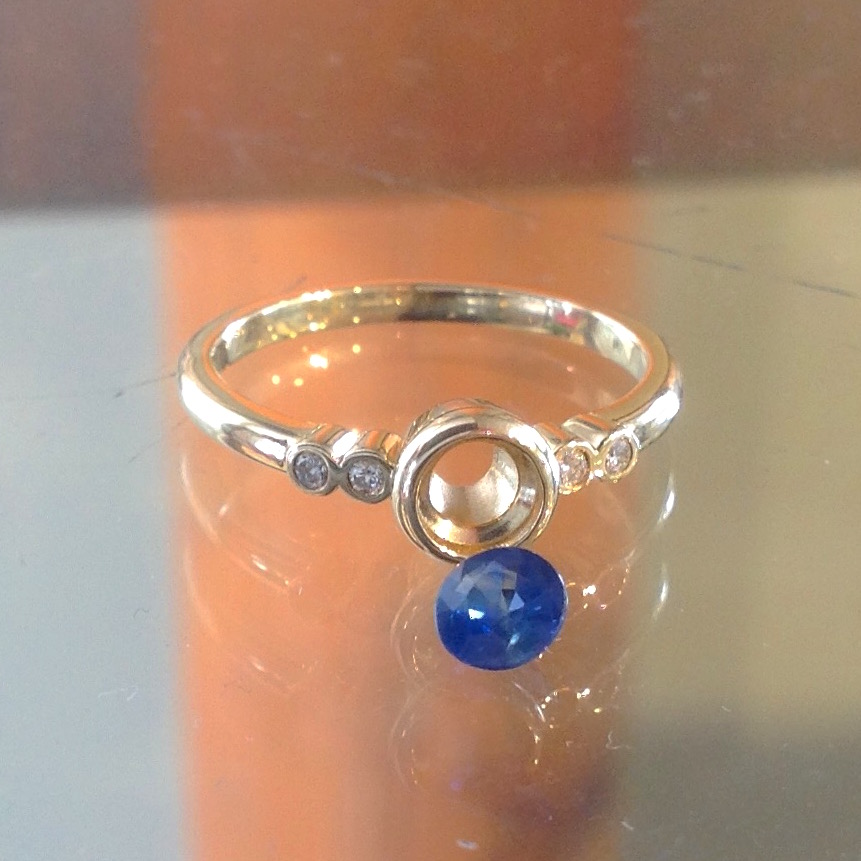 14K Yellow Gold Bezel Setting with Sapphire  