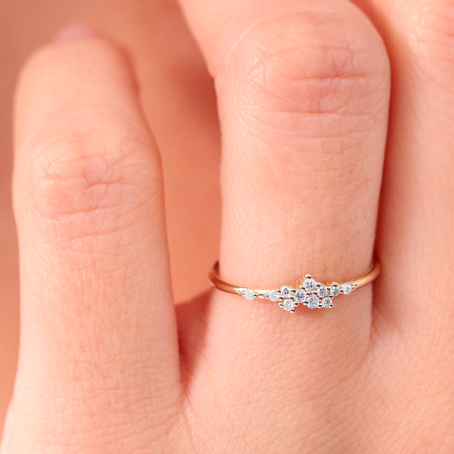 14K Yellow Gold & Diamond Cluster Band 