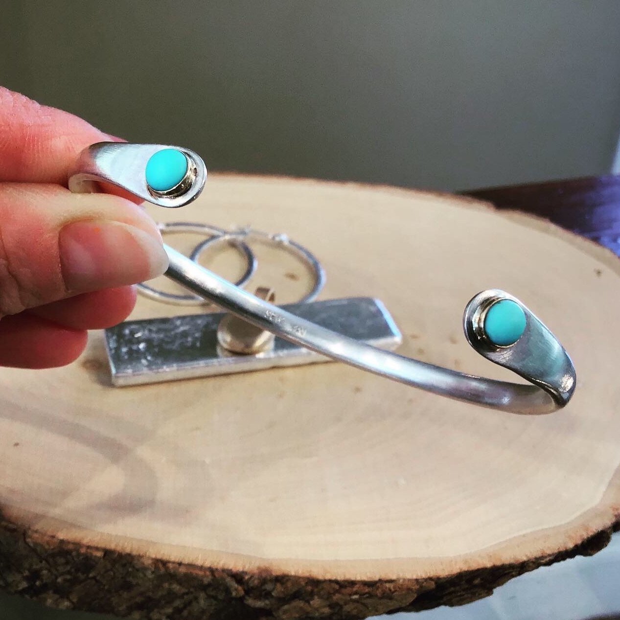 Upcycled Sterling Silver & Turquoise Bracelet by Darrien Segal 