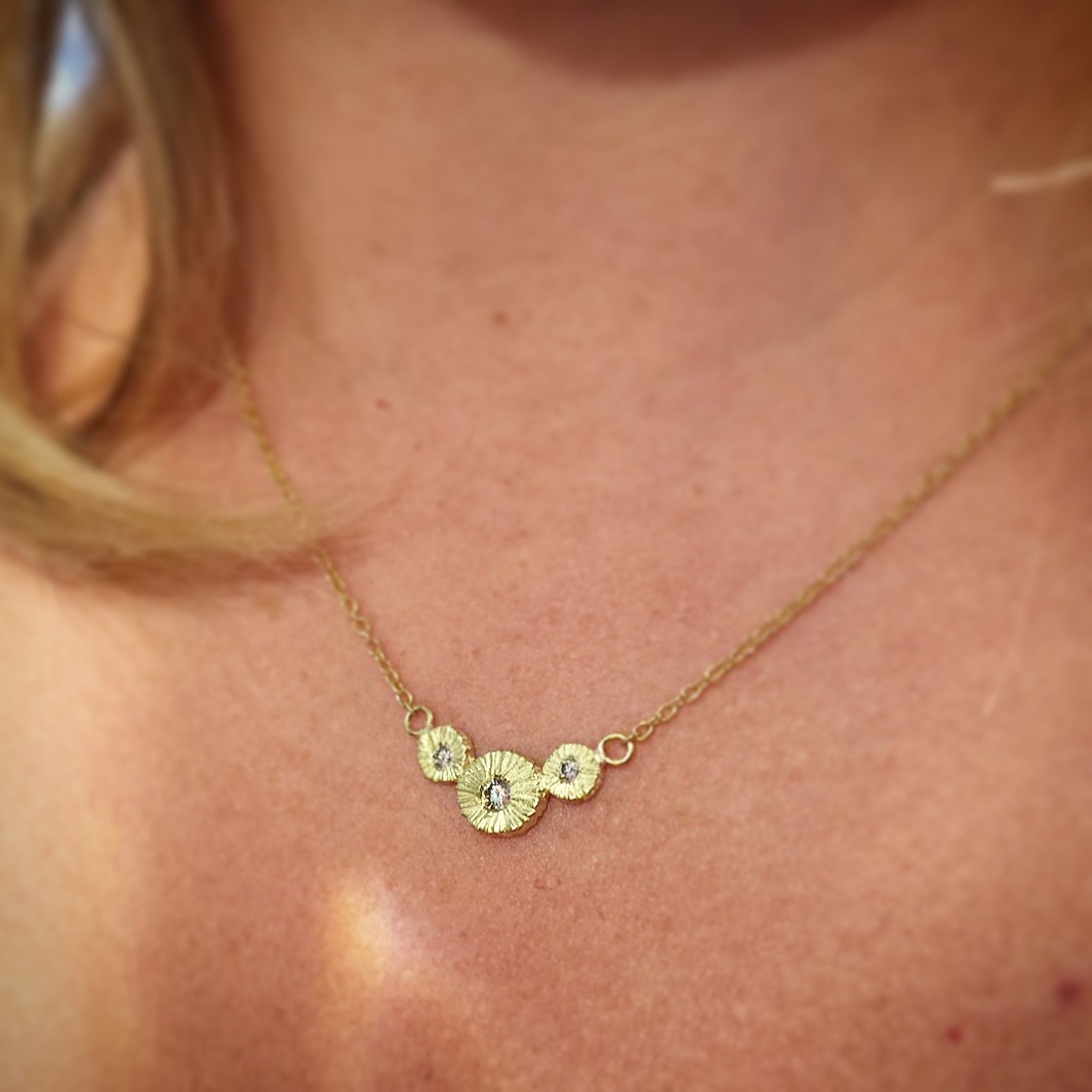 18K yellow Gold and Diamond Pendant by Dahlia Kanner 