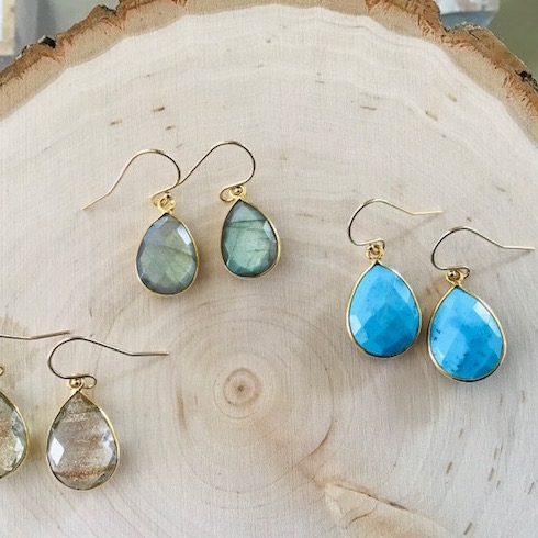 Vermeil Teardrop Gemstone Earrings 
